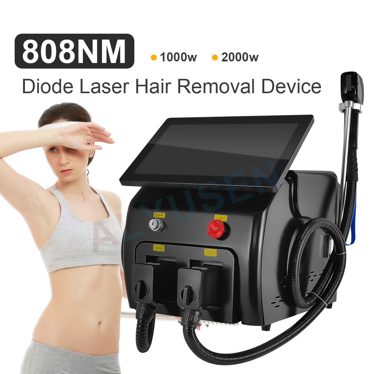 2 в 1 лазерный аппарат для удаления волос с тремя длинами волны 755 нм 808 нм 1064 нм, высокая выходная мощность 2000 Вт